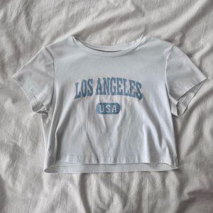 SHEIN Los Angeles Baby Tee ~ White M
